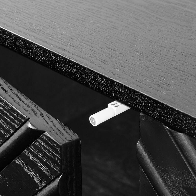 Farmhouse Fluted Buffet Cabinet with Concealed Handle Cabinet Doors for Living Room, Kitchen and Dining Room, Black