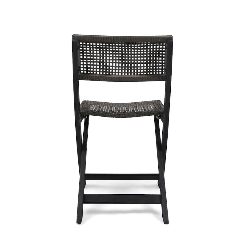 Hillside Outdoor Acacia Wood Foldable Bistro Chairs with Wicker Seating (Set of 2) by Christopher Knight Home