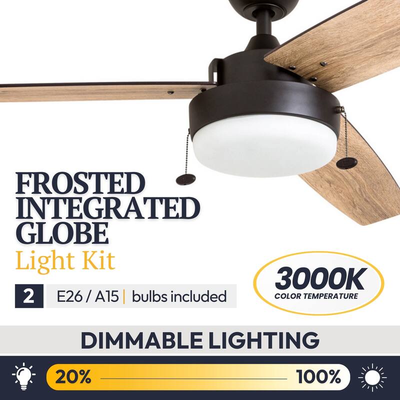 52" Copper Grove Andreas Espresso LED Ceiling Fan with 3 Barnwood Blades - 52-inch