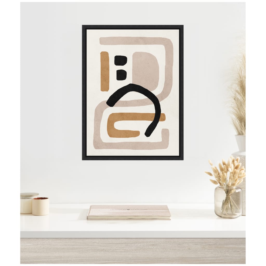 Kate and Laurel Sylvie Neutral Abstract 2 Minimal Modern Art Framed Canvas by July Art Prints