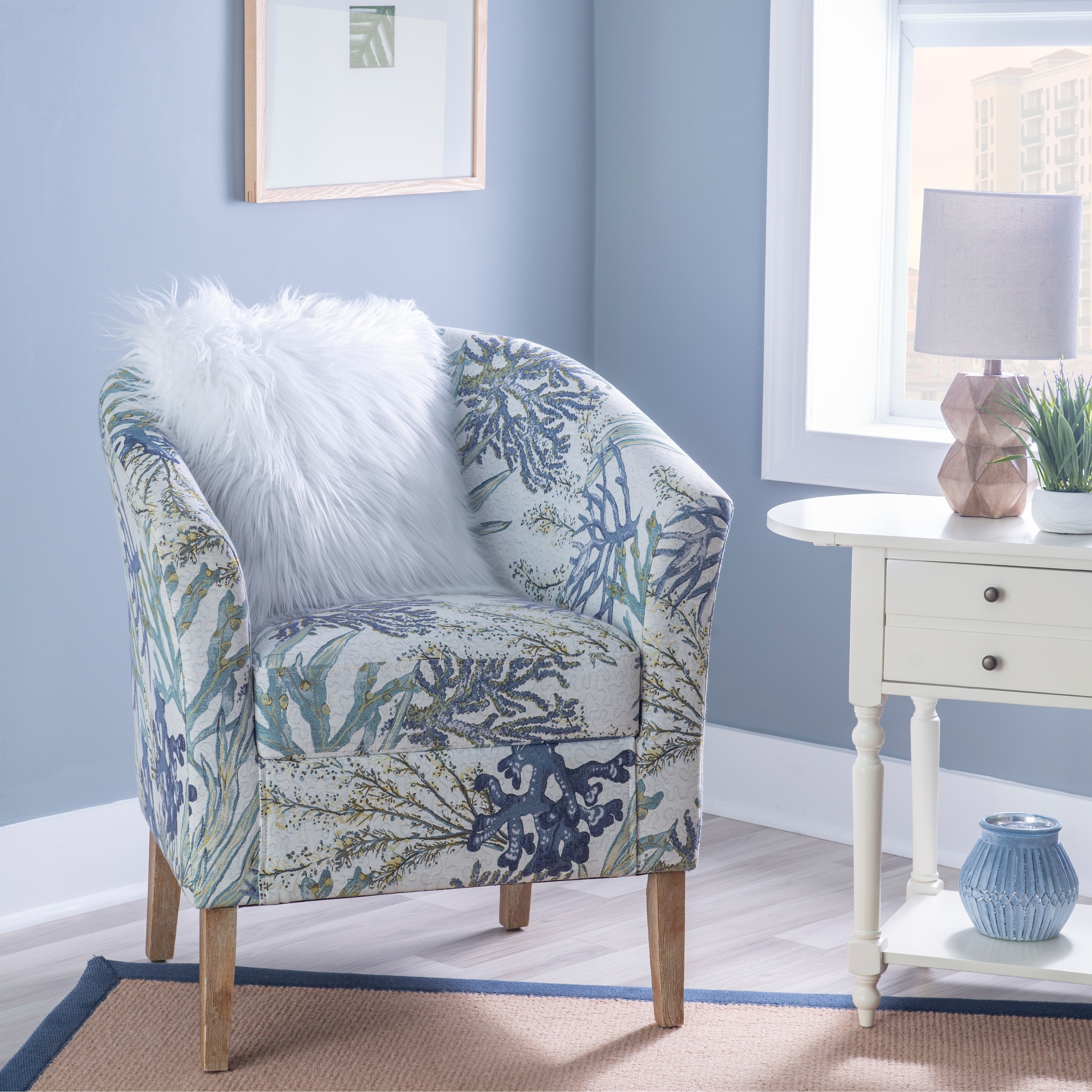 Linon Andrew Barrel Coastal Upholstered Club Chair