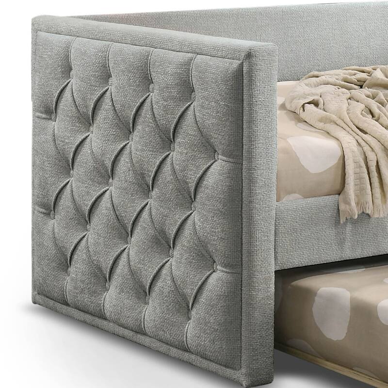 Furniture of America Kota Twin Upholstered Tufted Daybed with Trundle