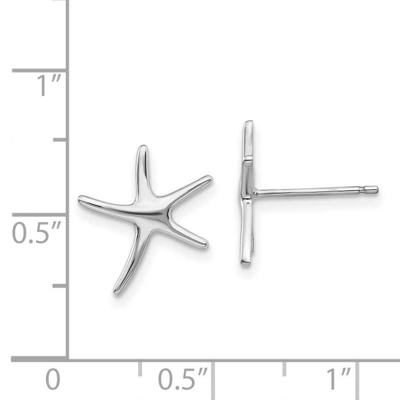 Curata 14k White Gold White Polished 12mm Nautical Starfish Post Earrings