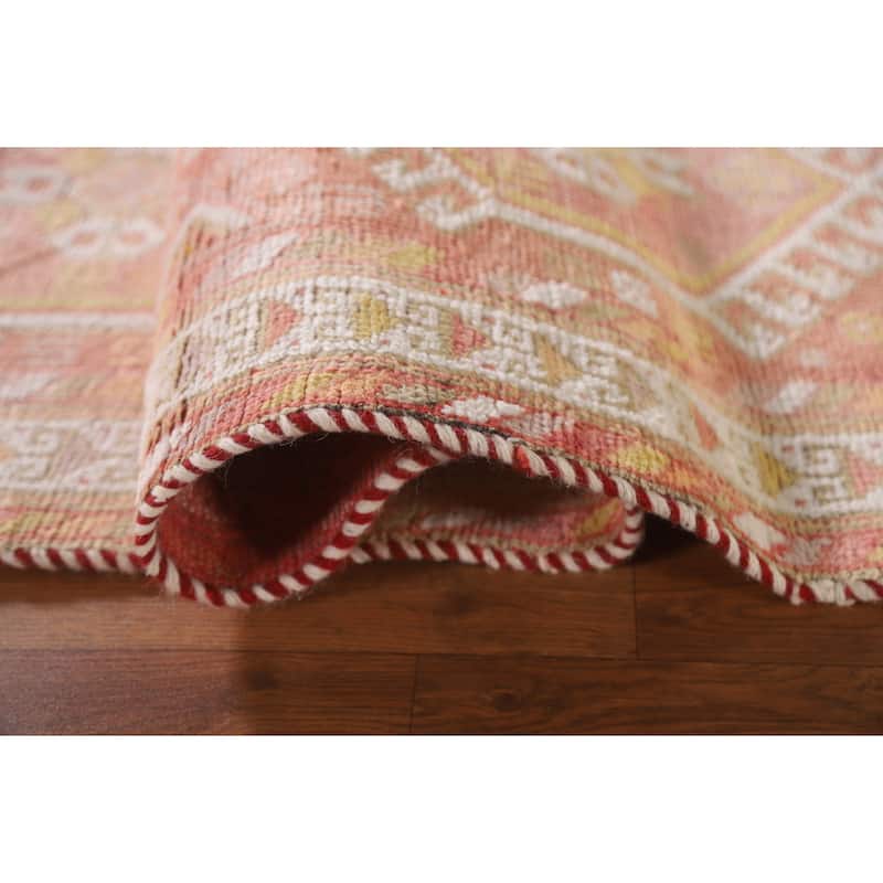 Tribal Pink Gabbeh Persian Vintage Runner Rug Handmade Wool Carpet - 3'9"x 9'2"