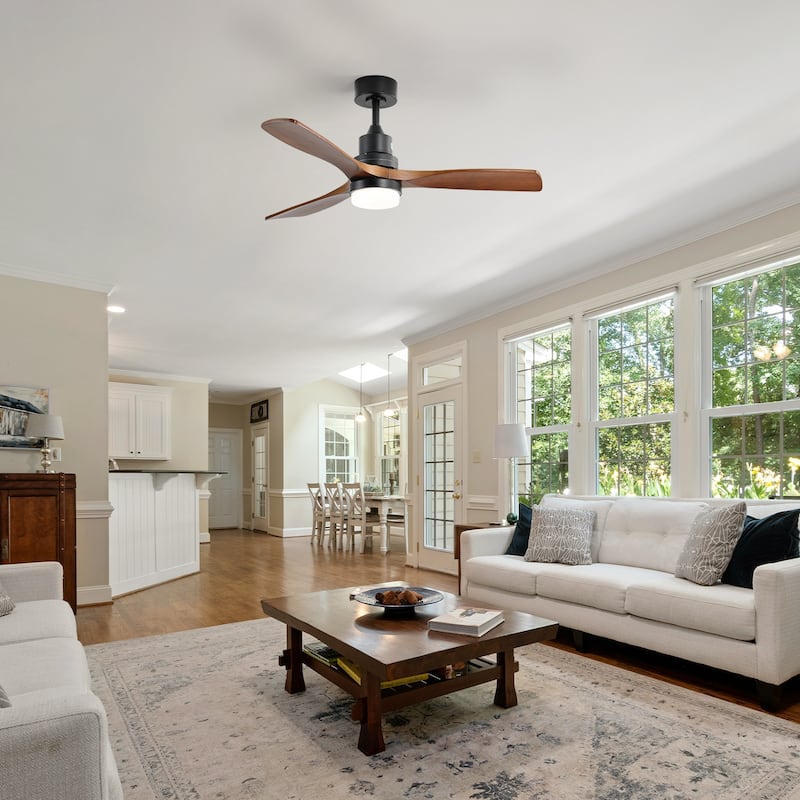 Sofucor 52 Inch Ceiling Fan with Light and Remote,Smart Optional,Quiet DC Motor for Bedroom Living Room Farmhouse Patio Porch