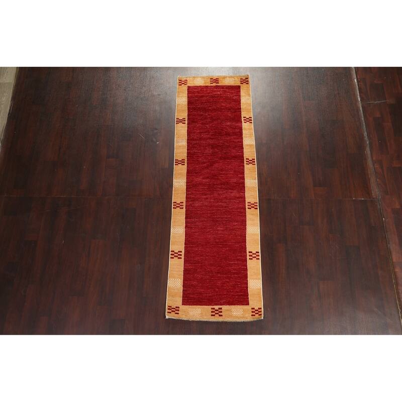 Gabbeh Kashkoli Oriental Hallway Runner Rug Wool Hand-knotted Carpet - 2'8" x 8'5"