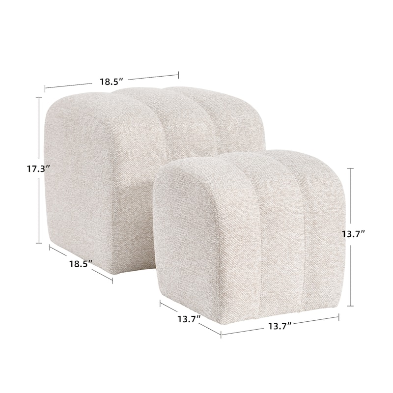 Modern 2-in-1 Nesting Upholstered Vanity Stool Ottoman Footrest Shoe Bench Set