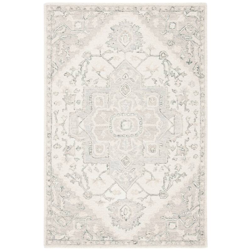 SAFAVIEH Handmade Micro-Loop Gulseven Medallion Wool Rug - 2'6" x 4' - Ivory/Beige