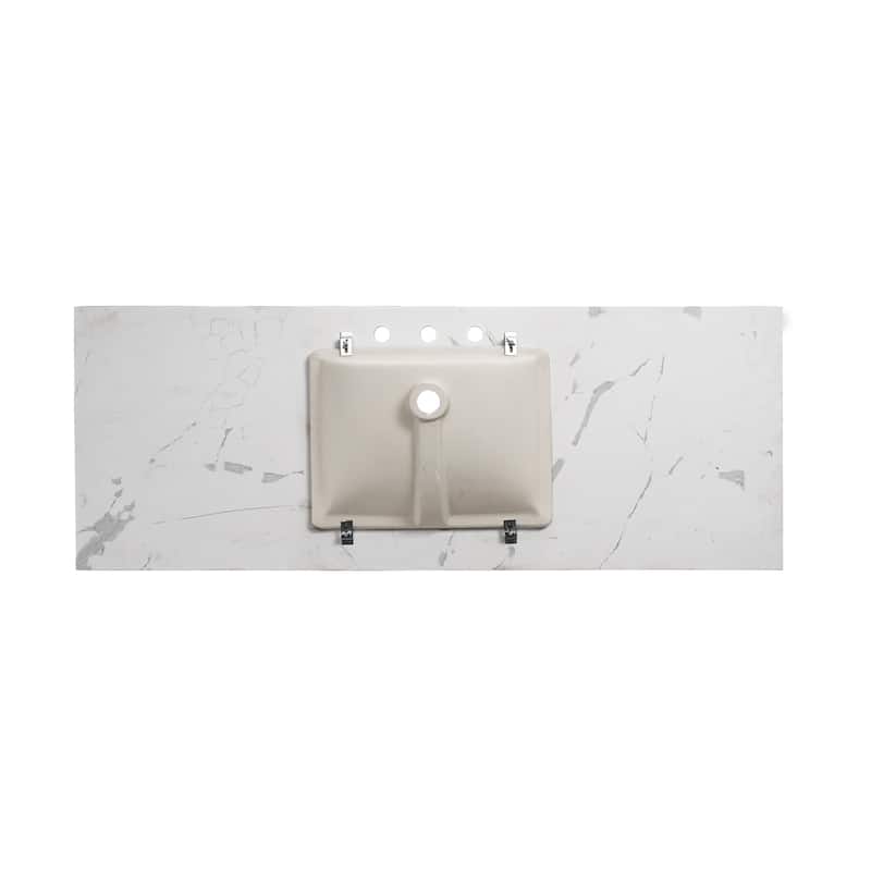 Bathlet Calacatta Quartz 60-in Single Sink Bathroom Vanity Top with Side Splash
