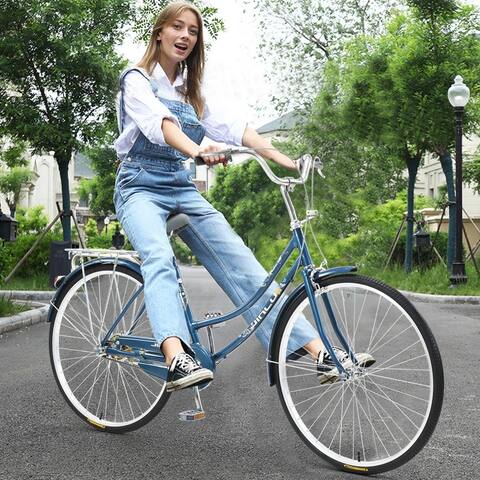 26-Inch Womens Comfort Bikes Beach Cruiser Bike Single Speed Bicycle Comfortable Bicycle