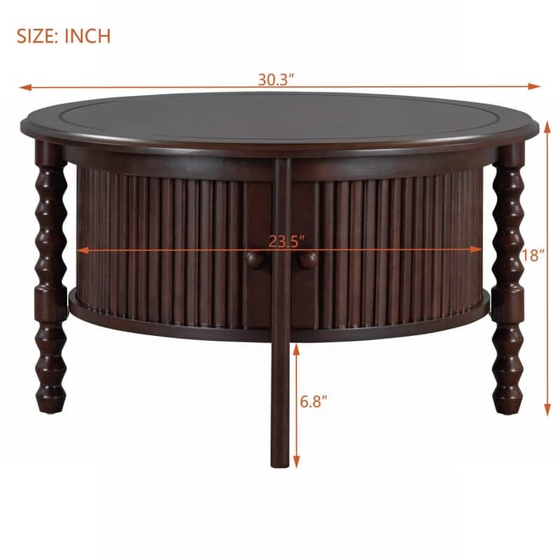 Vintage 30.3" Round Coffee Table with Hidden Storage, Mid Century Modern Style for Living Room Organization