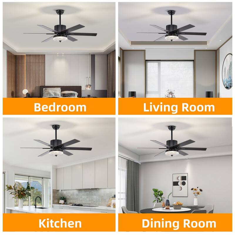 52 in. Smart Indoor Gold Ceiling Fan with Integrated LED with 6 Plywood Blade and Remote Control