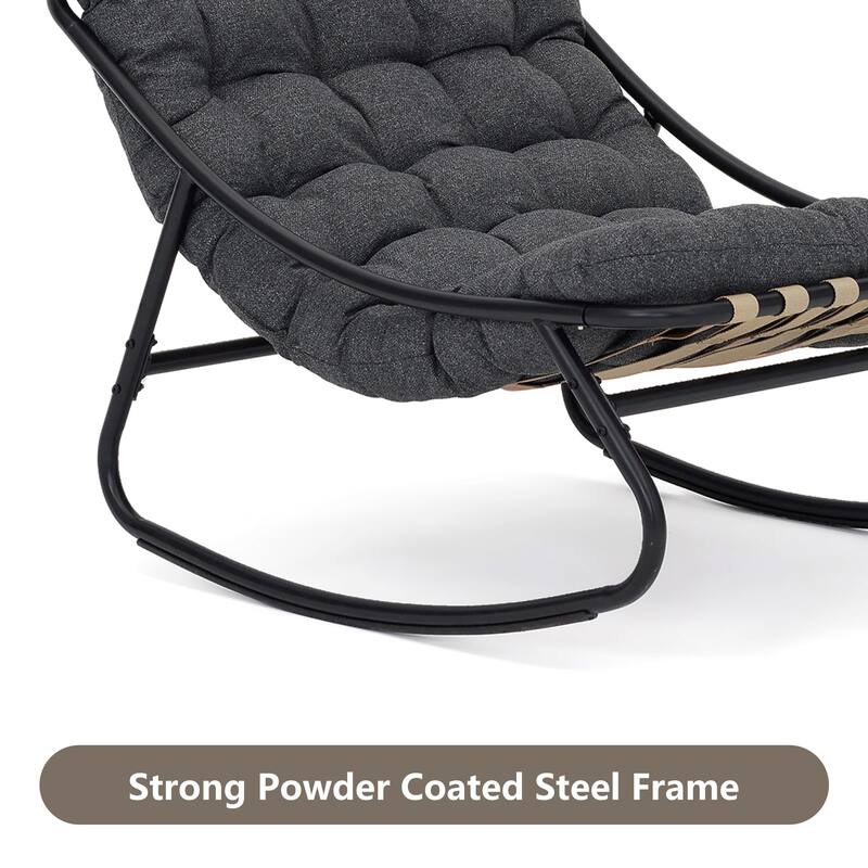 Outdoor Metal Frame Rocking Chair with Water-Resistant Cushions