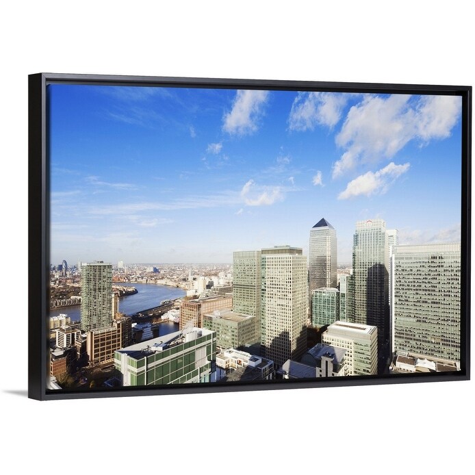 Shop Canary Wharf London England Black Float Frame Canvas Art