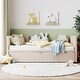 preview thumbnail 2 of 33, Twin Size Upholstered Daybed with Pop up Trundle & Wood Slat Support Beige - Twin