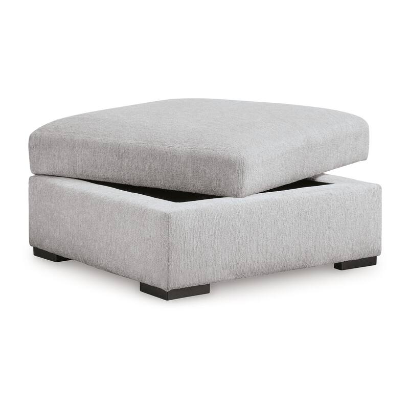 Gaby Low Profile Ottoman with Storage, Locking Wheels, Gray 37 Inch