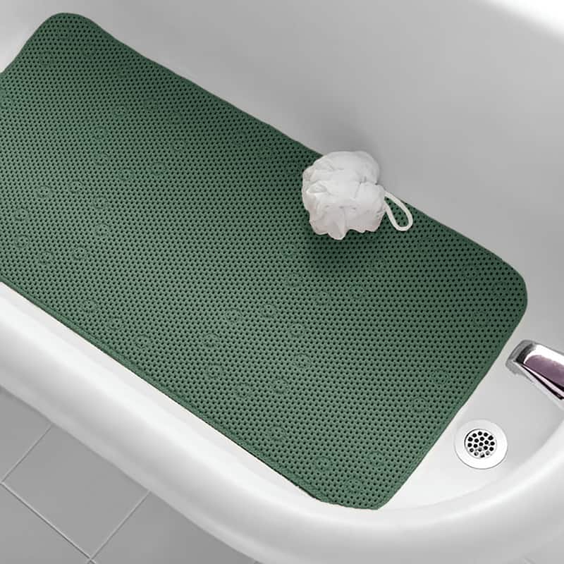 Hunter Green Non-Slip Foam Bathtub Shower Mat With Suction Cups - 36" x 17" - Hunter Green - 36" x 17"