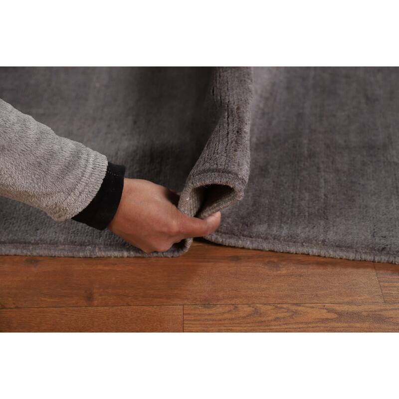 Gray Modern Gabbeh Oriental Area Rug Handmade Solid Wool Carpet - 8'5" x 9'11"