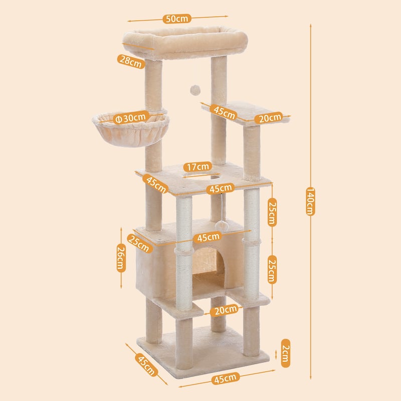 55" Plush Sisal Scratching Posts Indoor Cat Tree