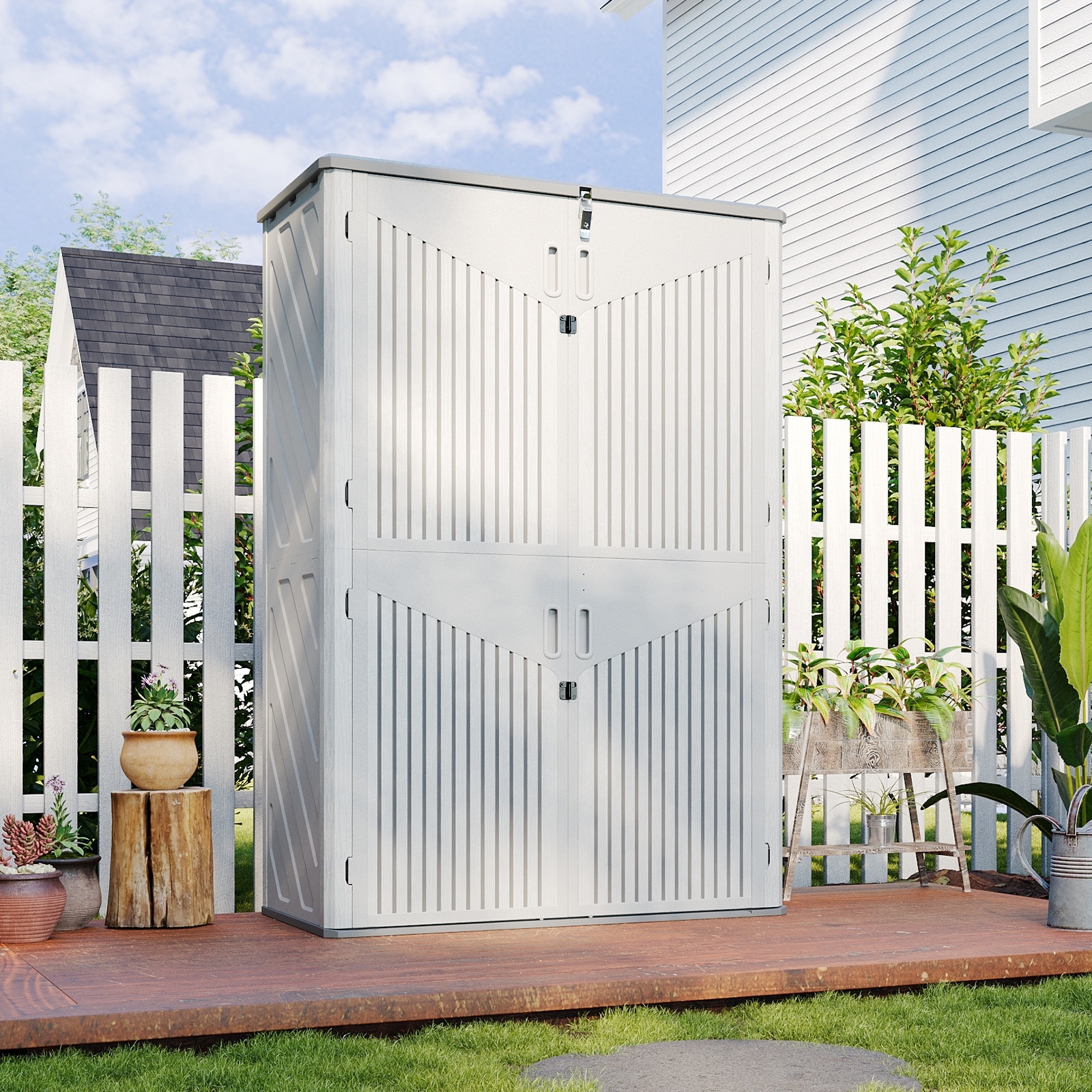 Shed 64 Cu.Ft Outdoor Resin Storage Cabinet Waterproof Vertical