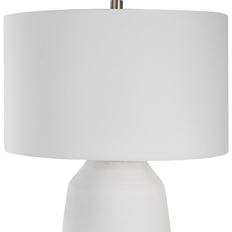 Rounded Base Ceramic Table Lamp with Drum Shade - 25.5" - Matte White