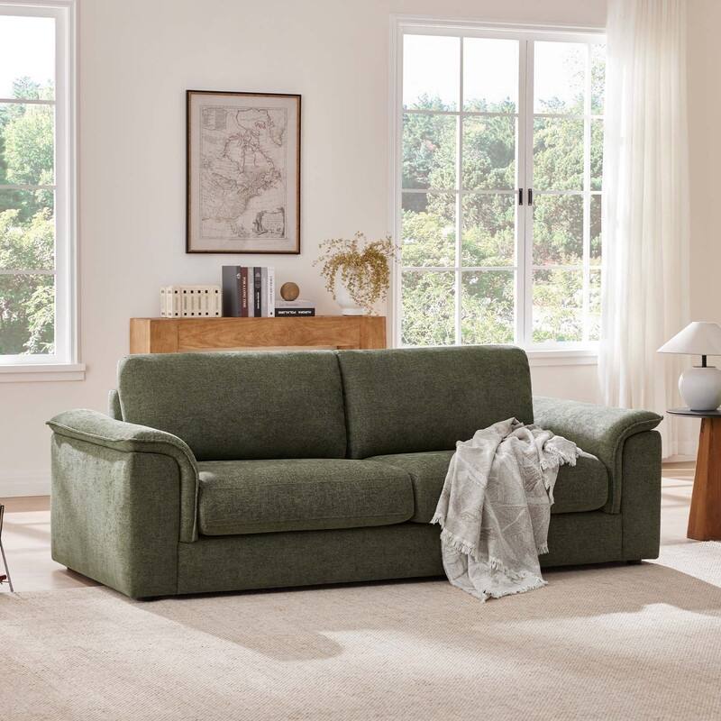 Spruce & Spring Upholstered Curved 3 Seat Sofa for Living Room
