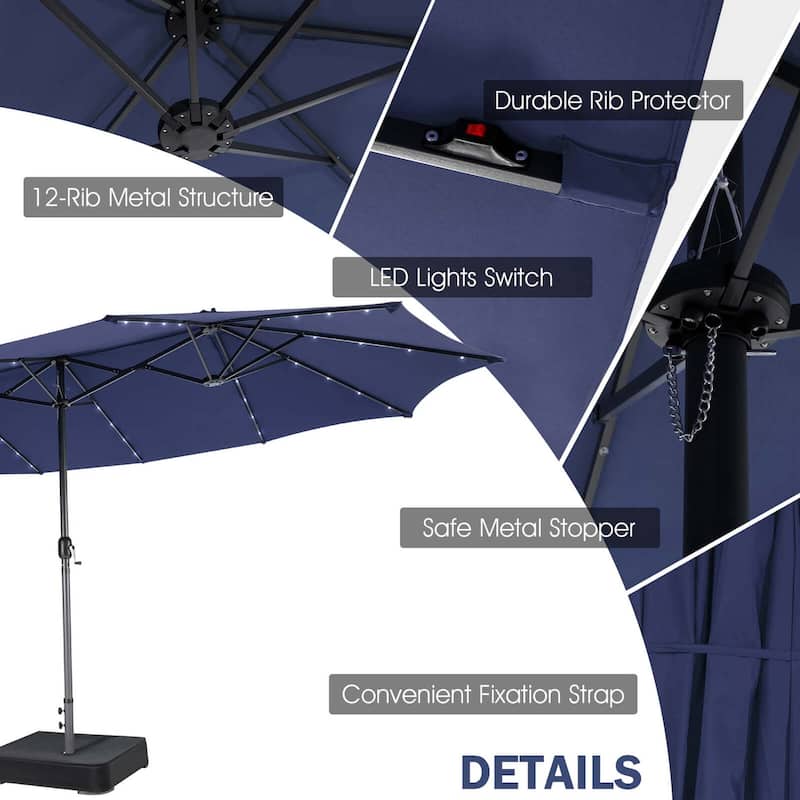 Costway 11 PCS Patio Dining Set with 15 ft Double-Sided Patio Umbrella - See Details
