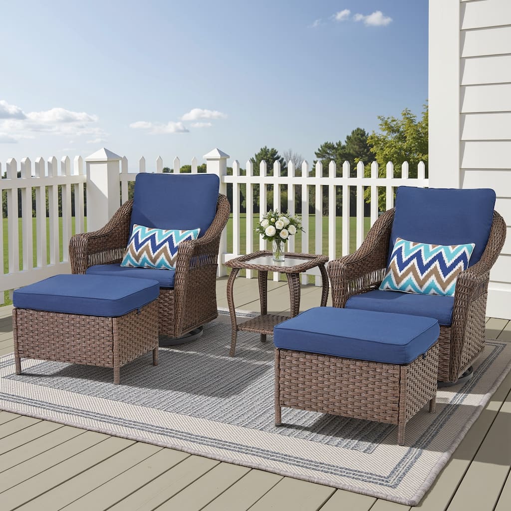 Pocassy 5 Pieces Swivel Chair Ottoman with Side Table