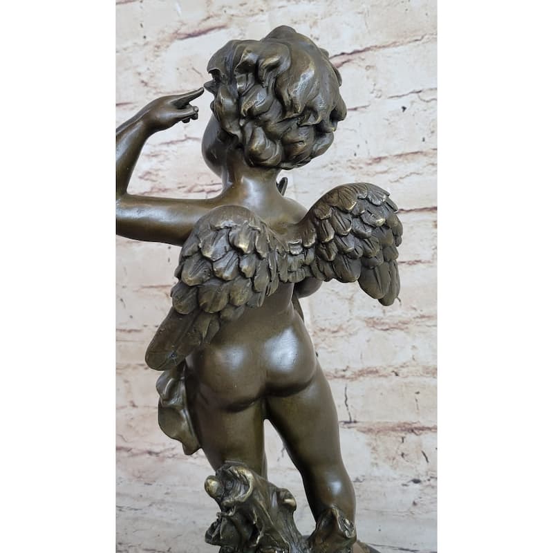Cherub Cherubim Boy Bronze Statue Sculpture Figure Decor 13.5 Inches X 6 Inches