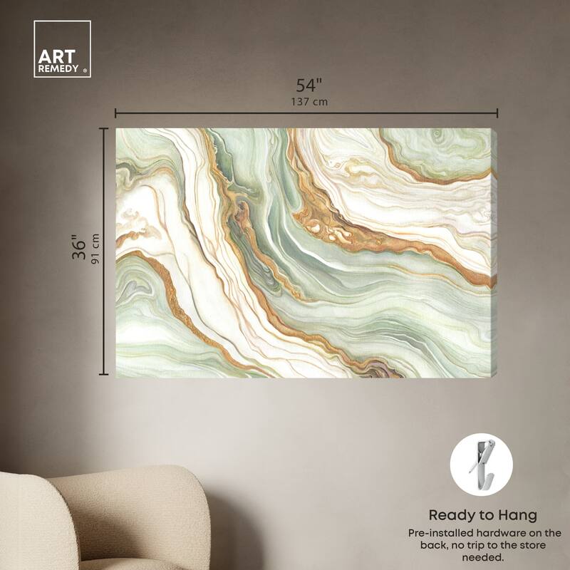 Art Remedy Green And Gold Gallery Wrapped Mineral, Agate & Geode 1 Piece Canvas Wall Art