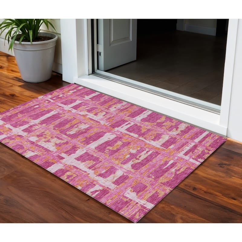 HomeRoots Striped Transitional Rectangle Outdoor Rug - 3' x 5'