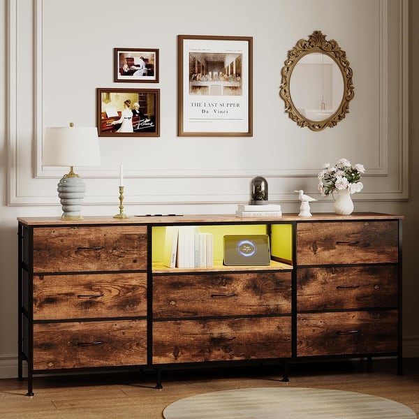 tv stand dresser GIKPAL Stand, Dressers for Bedroom TV 4 Drawers with Power Outlet for 50" TV Chest of Drawers for Living Room, Brown Easy CleaningThe white tv stand is effortless to assemble with detailed instruction Enhomee Dresser for Bedroom 55