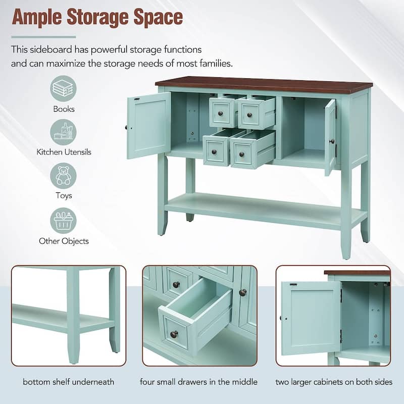 46 "W Modern Vintage Storage Dresser with Four Small Drawers and Bottom Shelf