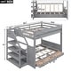 preview thumbnail 8 of 34, Full Over Full/Futon Bunk Bed with Storage Staircase and Drawers, Kids Wood Convertible Bunk Bed Frame with Bedside Table