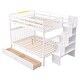 preview thumbnail 8 of 7, White Full over Full Bunk Bed with 2 Drawers and Staircases, Convertible into 2 Beds