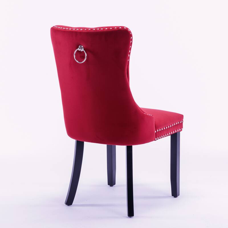 Set of 2 Modern High-End Tufted Solid Wood Upholstered Dining Chair with Nailhead Trim