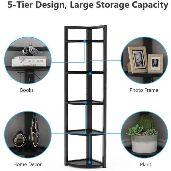 Rustic 5 Tier Corner Shelf Stand Corner Bookshelf Bookcase Plant Shelf Overstock 32974751 Young man lying on a shelf of a bookcase. usd