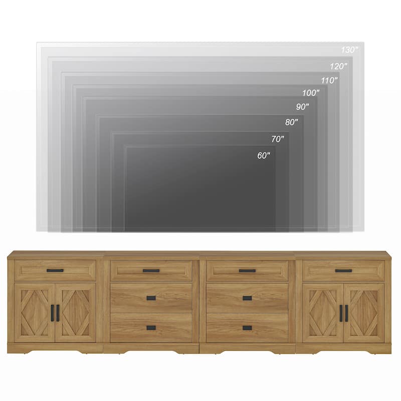 Large TV Stand,3/4-in-1 Farmhouse TV Console Table with Storage Barn Door Cabinet