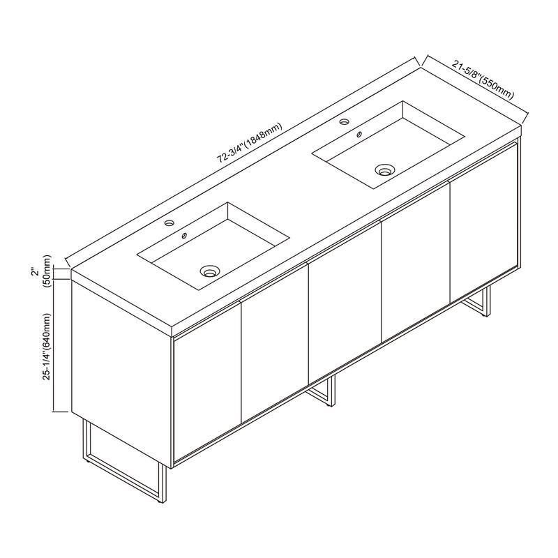 Kennan 72" Double Bathroom Vanity Set with Rectangle Legs