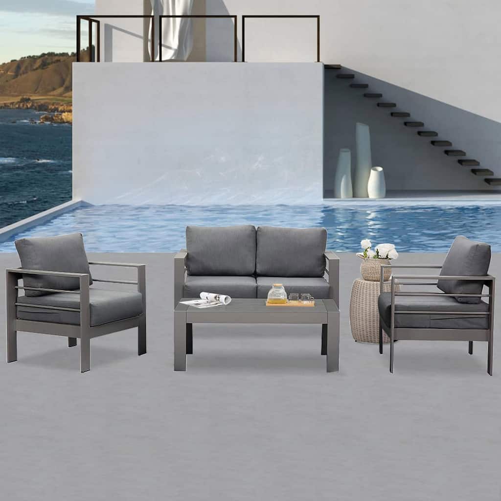Royalcraft 4 Piece Aluminum Outdoor Patio Furniture Set