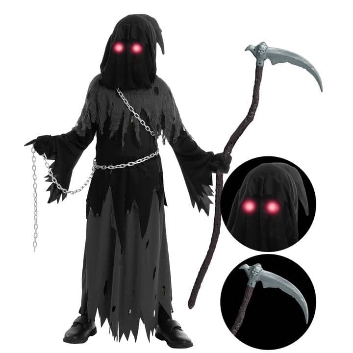 Glowing Eyes Grim Reaper Costume L
