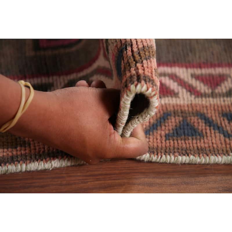 Ardebil Persian Vintage Runner Rug Handmade Wool Carpet - 3'7" x 13'4"