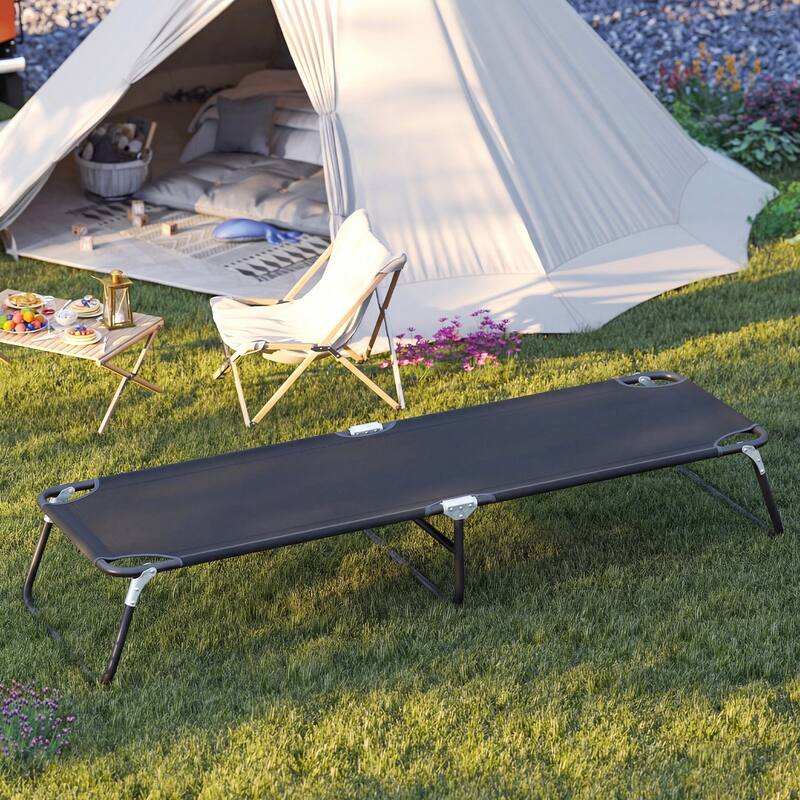 Gymax Folding Camping Bed Outdoor Portable Military Cot Sleeping