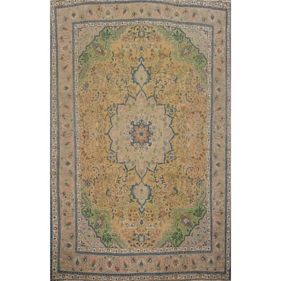 Hand Knotted Oriental 100% Wool Carpet Traditional Floral Oranges & Rust Tabriz Area Rug - 12' 7'' X 9' 10''
