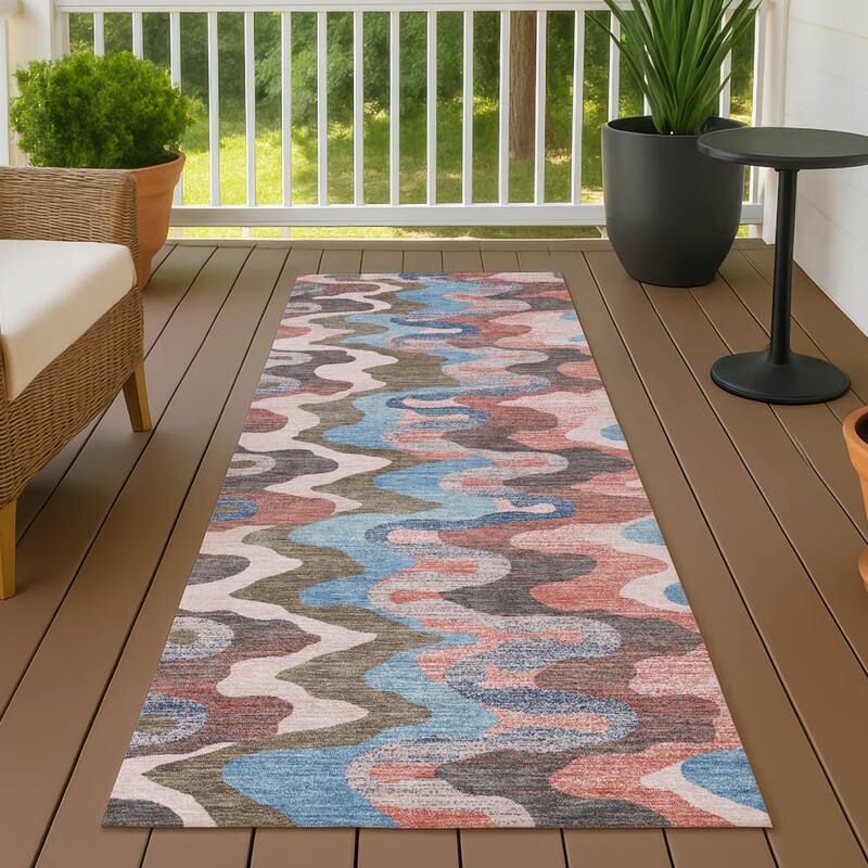Machine Washable Indoor/ Outdoor Modern Mason Chantille Rug - Pink - 2'3" x 7'6"