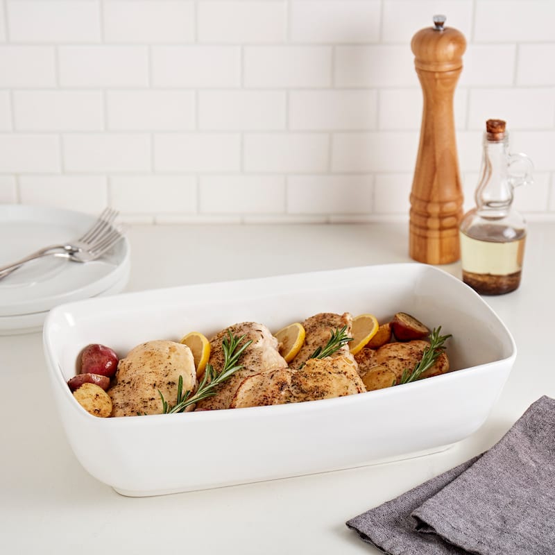 Denmark Tools for Cooks 15.5" White Ceramic Skinny Serving Bowl