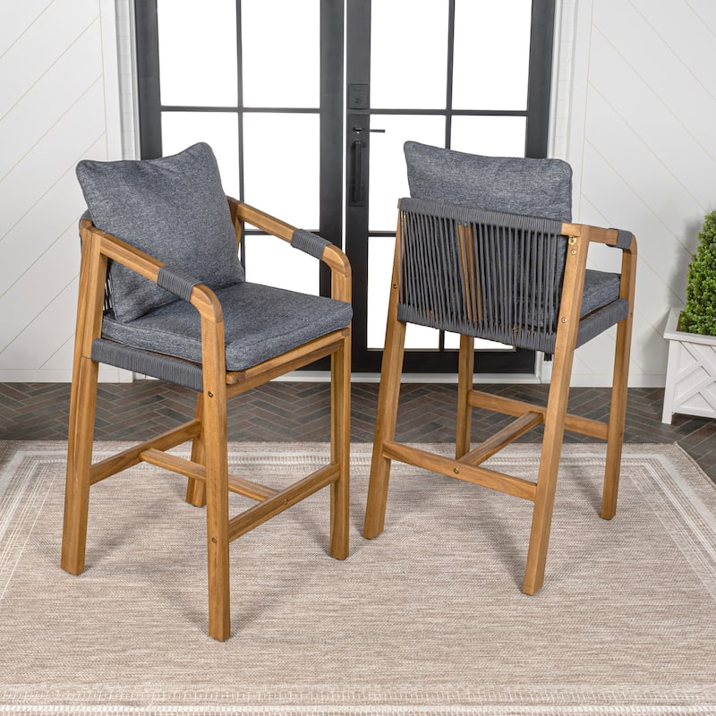 Outdoor Bar Stool with Cushions & Armrests, (Set of 2) by JONATHAN Y