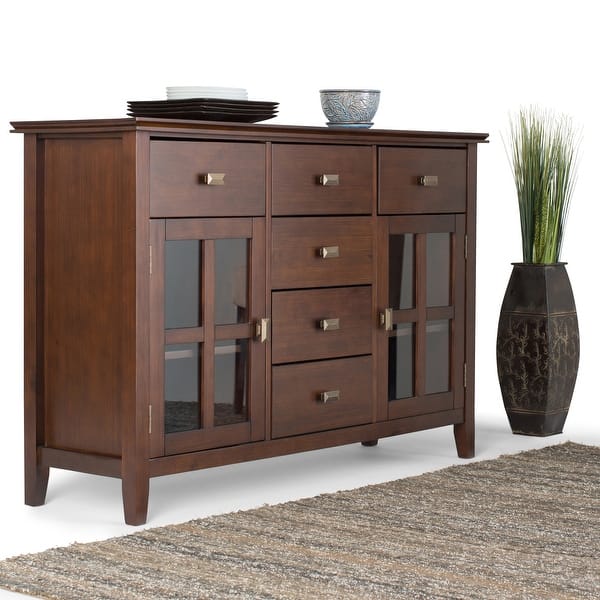 slide 1 of 37, WYNDENHALL Stratford SOLID WOOD 54 inch Wide Transitional Sideboard Buffet Credenza - 54 inch Wide
