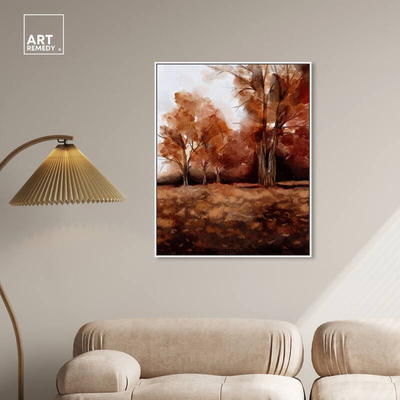 Art Remedy November Landscape Framed Landscape 1 Piece Canvas Wall Art Watercolor Style