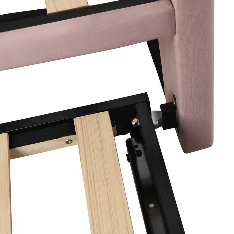 Pink Twin Daybed with Upholstered Finish and Pop-Up Trundle - No Box Spring Required